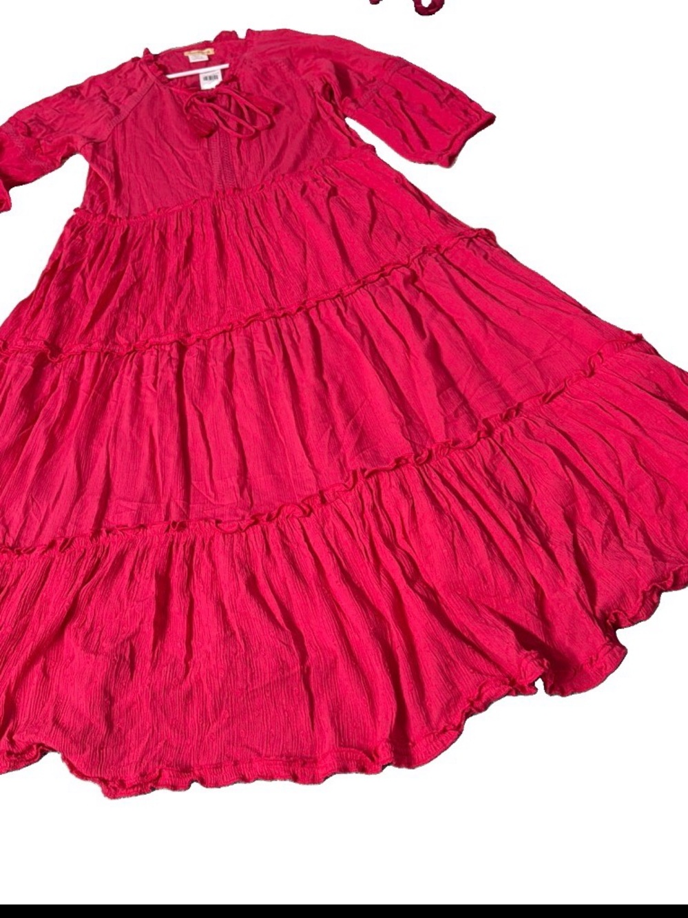 Sweet Magnolia Womens  Bright Pink Tiered Dress - Lightweight Boho Style M